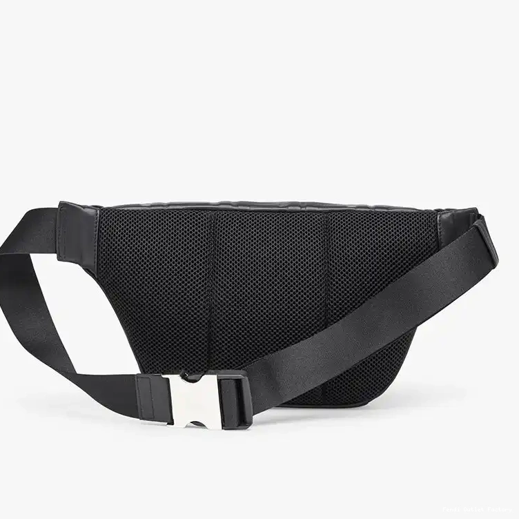 Affordable HOT Fendi Motif Leather FF Bag Nappa Belt Black In 0512
